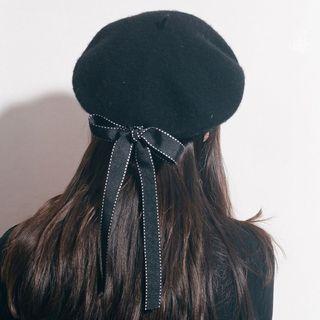 Ribbon Detail Woolen Beret