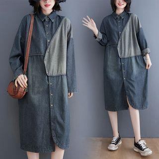 Paneled Denim Shirtdress