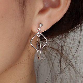 Alloy Geometric Dangle Earring 1 Pair - With Ear Nuts - Silver - One Size