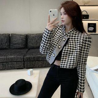 Houndstooth Single-breasted Jacket Houndstooth - Black & White - One Size