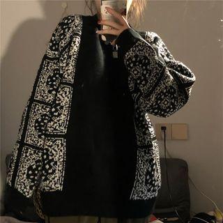 Round-neck Jacquard Knit Sweater As Shown In Figure - One Size