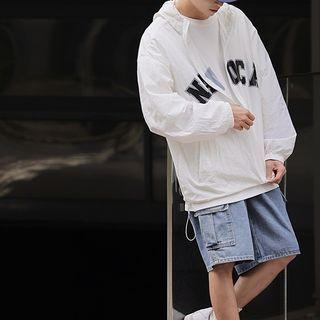 Lettering Printed Zip Hoodie