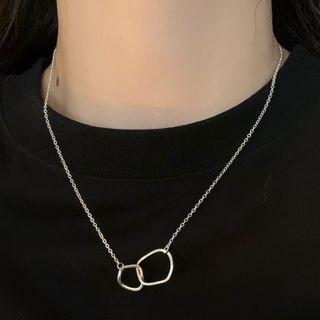 Interlocking Hoop Pendant Alloy Necklace Silver - One Size