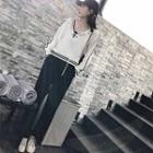 Set: Lace-up Sweatshirt + Harem Pants + Camisole Top