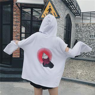 Printed Cutout Hoodie