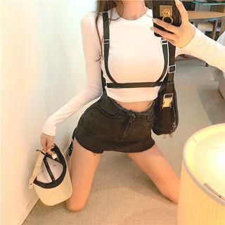 Strap Detail Cropped Long-sleeve T-shirt White - One Size