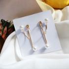 Faux Pearl Dangle Earring 1 Pair - S925silver Pearl Earrings - Gold - One Size