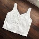Lace Trim Cropped Camisole Top White - One Size