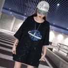 3/4-sleeve Sequined Planet T-shirt