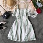 Two-tone Cold-shoulder A-line Lace Dress