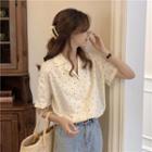 Short-sleeve Dotted Shirt Light Almond - One Size