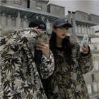 Leaf Print Padded Coat