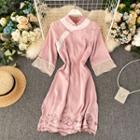 3/4-sleeve Traditional Chinese Midi Dress