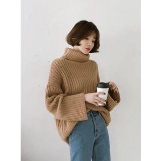 Turtleneck Boxy-fit Chunky-knit Sweater