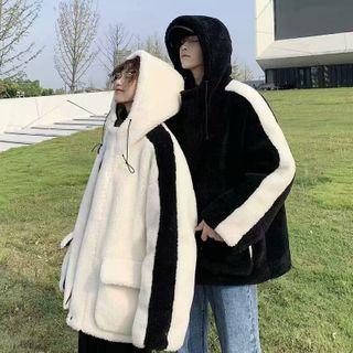 Couple Matching Two Tone Fleece Zip Hoodie