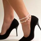 Set Of 2: Alloy Disc / Faux Pearl Anklet (various Designs)