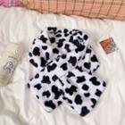 Milk Cow Print Shearling Scarf Dairy Cow Pattern - Black & White - One Size
