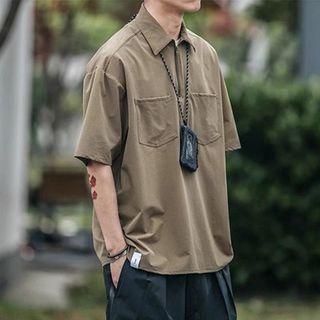 Elbow-sleeve Zip Polo Shirt / Sweatshorts