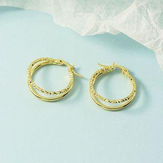 Layered Alloy Hoop Earring 1 Pair - Earring - Gold - One Size