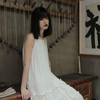 Spaghetti Strap Layered A-line Chiffon Dress