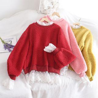 Mock Two-piece Fleece Long-sleeve Pullover