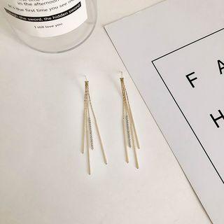 Rhinestone Bar Drop Threader Earring As Shown In Figure - One Size
