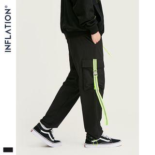 Reflective Tie-accent Drawstring-hem Cargo Jogger Pants