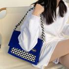Check Panel Canvas Crossbody Bag Blue - One Size
