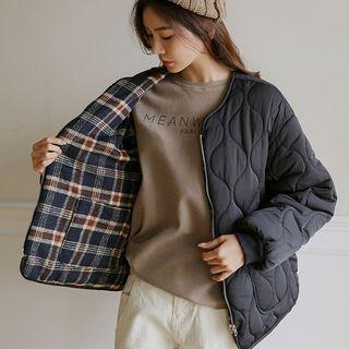 Reversible Plaid Quilted Jacket