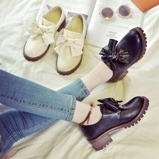 Low-heel Bow-accent Oxfords