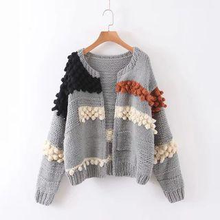 Pom Pom Cardigan Gray - One Size