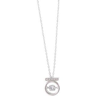 925 Sterling Silver Rhinestone Pendant Necklace Necklace - Silver - One Size