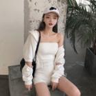 Strapless Knit Playsuit / Cut Out Zip Hoodie