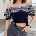 Short-sleeve Cold Shoulder Paid Top