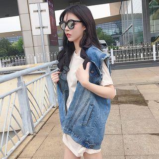 Contrast Trim Denim Vest