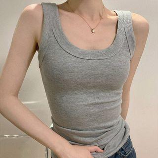 Camisole Round Neck Plain Knit Top