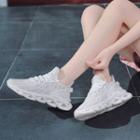 Platform Lettering Mesh Lace-up Sneakers