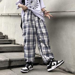 Plaid Straight Cut Sweatpants