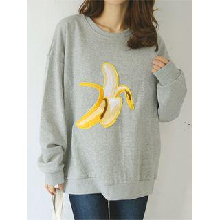 Banana-appliqu  Cotton Sweatshirt