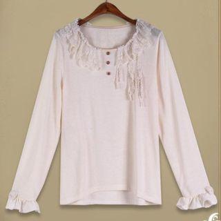 Lace Collar Long-sleeve T-shirt