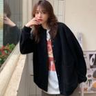 Long-sleeve Plain Open Front Jacket