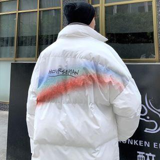 Padded Lettering Print Zip Jacket
