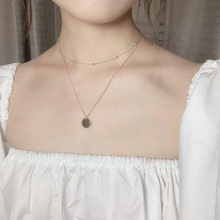 Medallion Pendant Beaded Layered Choker