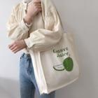 Apple Print Tote Bag Green & Off-white - One Size