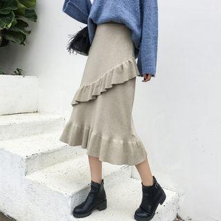 Raffle Trim A-line Knit Skirt