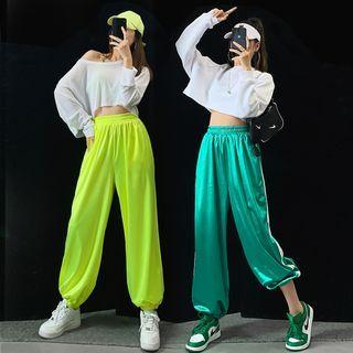 Satin Loose-fit Striped Harem Pants