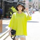 3/4-sleeve Oversized Colored T-shirt