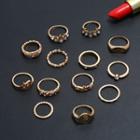 Set Of 13: Retro Alloy Ring (assorted Designs) Set Of 13 - Gold - One Size