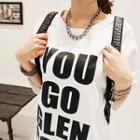 Elbow-sleeve Lettering Long T-shirt