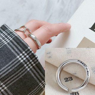 925 Sterling Silver Lettering Open Ring White Gold - Size No. 14